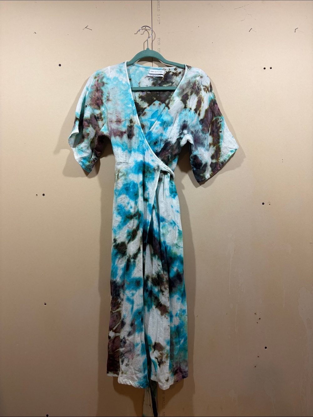 Urban Outfitters Blue Tie-Dye Wrap Dress Size S